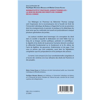 Normativité et pratique juridictionnelles: la mise en oeuvre des droits de l'Homme en R.D Congo