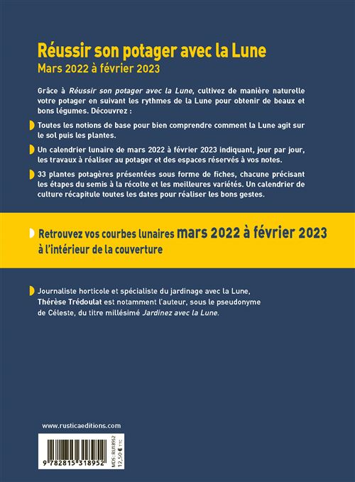 Rustica Calendrier Lunaire 2023 Réussir Son Potager Avec La Lune 2022-2023 - Broché - Thérèse Tredoulat -  Achat Livre | Fnac