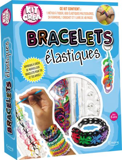 Bracelets elastiques (coll. kit crea) 600 élastiques colorés + 1