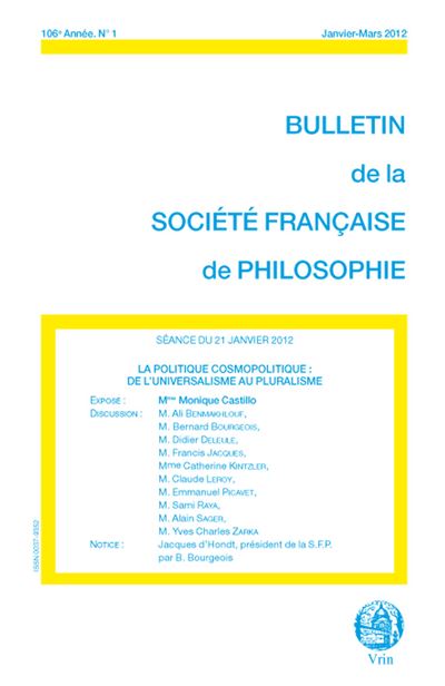 La politique cosmopolitique de l'universalisme au pluralisme -  Castillo - broché