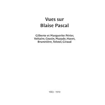 Vues sur Blaise Pascal