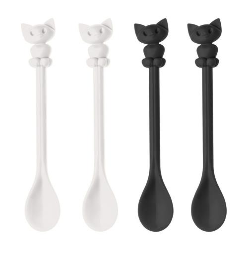 Set de 4 cuillères Koziol Happy Spoons Kitty Noir et Blanc