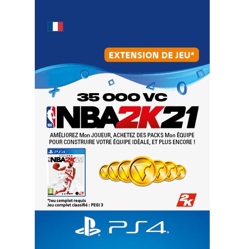 Code de telechargement extension DLC NBA 2K21 35000 points VC PS4