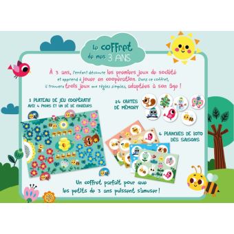 Le coffret de mes 3 ans - Coffret avec 1 jeu coopératif sur la nature, 24 cartes de mémory et 1 loto