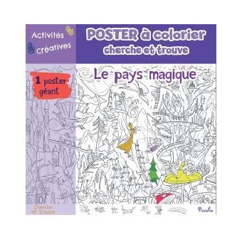 Poster à colorier cherche et trouve : le pays magique