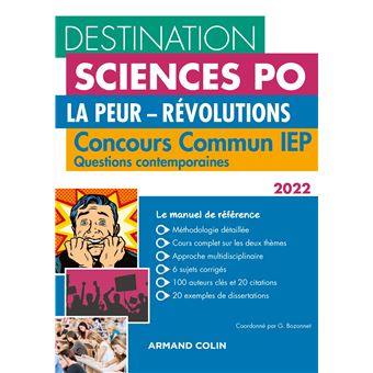 Destination Sciences Po Questions contemporaines 2022 - Concours commun IEP