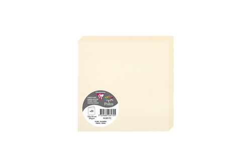 Pack de 25 cartes pli&eacute;es Pollen 135 x 135 mm Ivoire