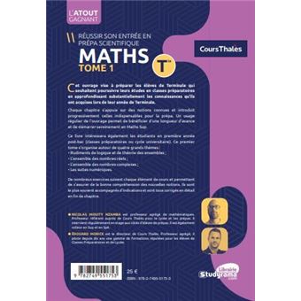 Réussir son entrée en prépa scientifique Maths - Tome 1 Tle