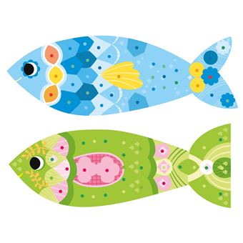 Gommettes métallisées poissons d'avril - pochette avec accessoires