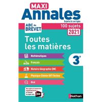 Annales Du Brevet Toute La 3eme Livre Bd Soldes Fnac