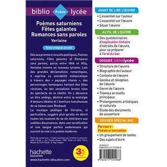 Bibliolycée - Poèmes saturniens, fêtes galantes, romances sans paroles, Paul Verlaine
