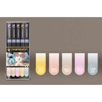 Set 5 marqueurs Chameleon Couleurs pastels