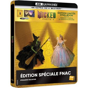 Wicked - Inclus Blu-ray (Date de sortie provisoire) : Wicked : Partie II Édition Limitée Spéciale Fnac SteelBook® Blu-ray 4K Ultra HD