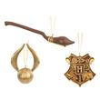 Set de 3 décorations de Noël Harry Potter Vif d'or, Nimbus 2000 et Emblème Poudlard