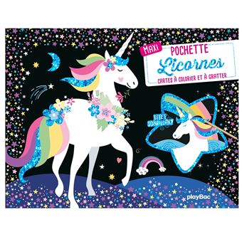 Maxi pochette Licornes - Cartes à colorier et à gratter