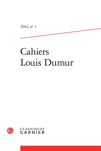 Cahiers louis dumur 2014, n° 1 - varia