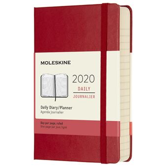 Agenda 2020 Journalier Poche Rouge Rigide