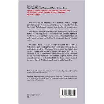 Normativité et pratique juridictionnelles: la mise en oeuvre des droits de l'Homme en R.D Congo