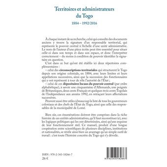Territoires et administrateurs du Togo
