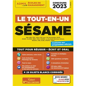 Le tout-en-un SÉSAME - 15 sujets blancs - Ecrits et oraux - Tutos offerts