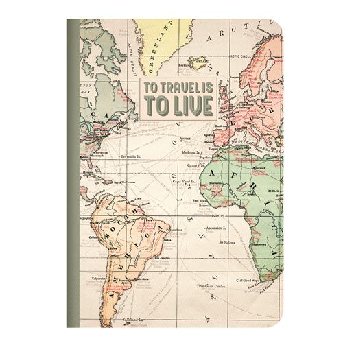 LEGAMI Cahier &agrave; spirale A6  80 pages lign&eacute;es Carte du monde 