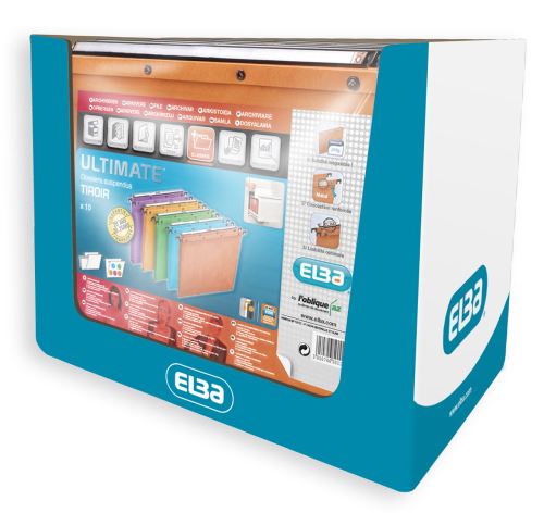 L'Oblique A-Z Boîte 25 Dossiers Suspendus Armoire - Kraft 240g Assortis AZV Fond 15mm