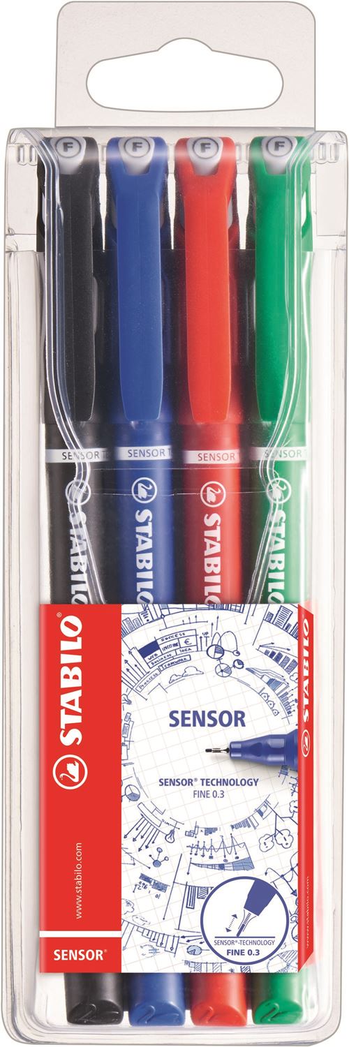 STABILO SENSOR TECHNO FREE YOUR MIND 4 ST(ZW/BL/GR/RD)