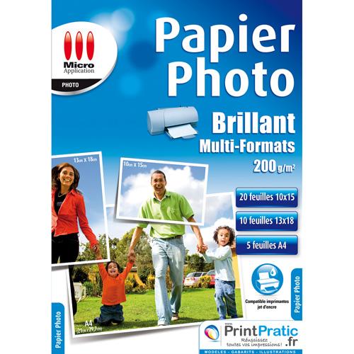 Papier imprimante Micro Application Papier Photo - Brillant - Multi-Formats