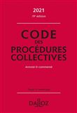 Code des procédures collectives 2021, annoté & commenté
