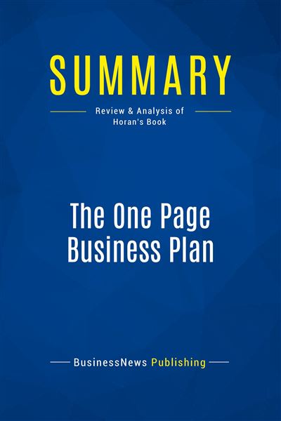 the one page business plan for the creative entrepreneur ' by jim horan pdf