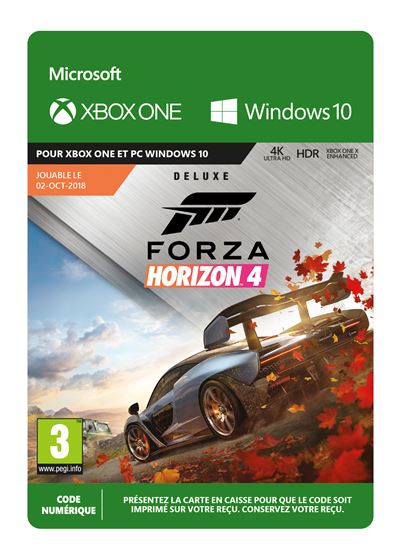 Pochette avant du jeu Code de téléchargement Forza Horizon 4 Edition Deluxe Xbox One