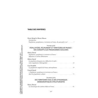 Populations, peuplement et territoires en France