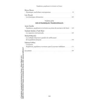 Populations, peuplement et territoires en France