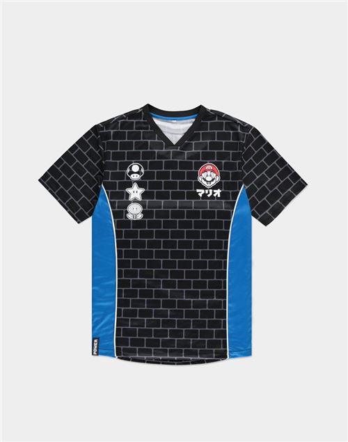 T-shirt homme de sport Nintendo Super Mario jersey noir et bleu taille M