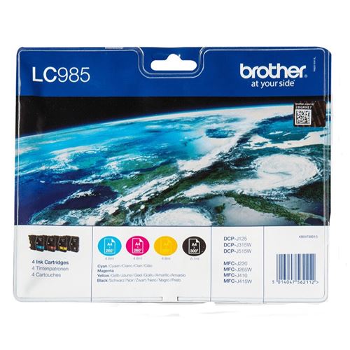 Lot De 4 Cartouches D'encre Compatibles LC985 Pour Imprimantes Brother DCP-J125, J315W, J515W
