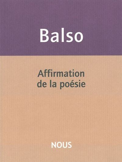 Affirmation de la poésie - Judith Balso - broché