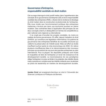 Gouvernance d'entreprise, responsabilité sociétale en droit malien