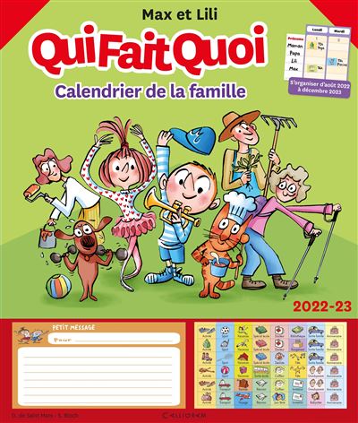 Calendrier Max Et Lili 2023 Calendrier De La Famille Max Et Lili 2022-2023 - Dernier Livre De Dominique  De Saint Mars - Précommande & Date De Sortie | Fnac