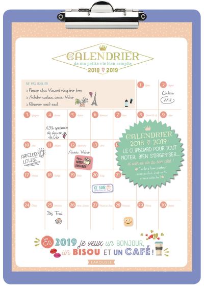 Calendrier de ma petite vie bien remplie 2018-2019 (clip board)
