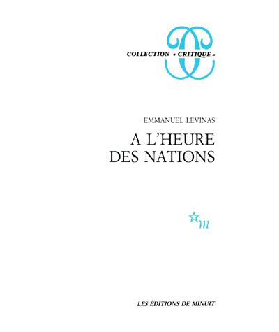 A l heure des nations - Emmanuel Levinas - broché