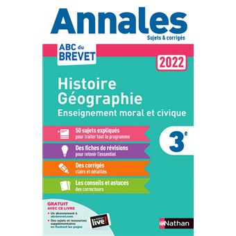 Annales Brevet 2022 - Histoire Géographie Enseignement Moral et Civique - Corrigé