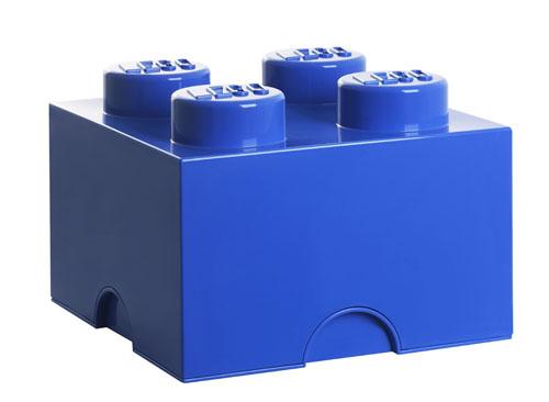 Brique de rangement Lego empilable avec 4 plots - Bleu