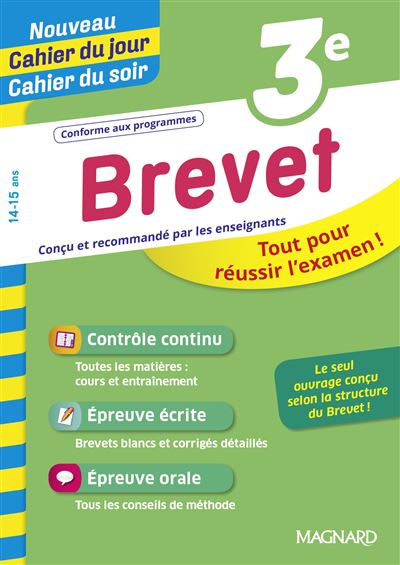 Nouveau Cahier du jour Cahier du soir Brevet 3e