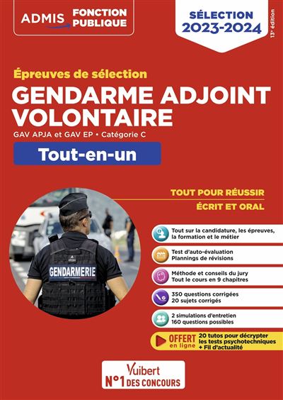 Gendarme adjoint volontaire - GAV APJA et GAV EP - Catégorie C - Tout-en-un - 20 tutos offerts