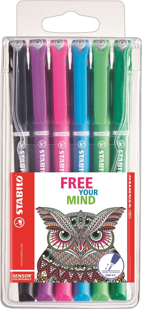 STABILO TECHNFREE YOUR MIND POCH 6 ST(POP KLEUREN+ZW/GR)
