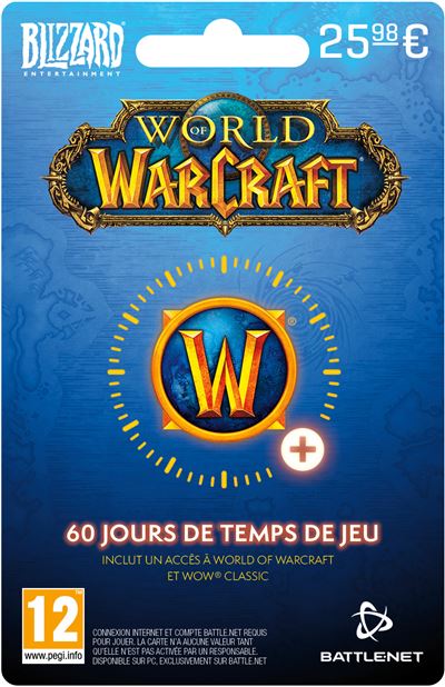 Code de téléchargement Carte Cadeau Blizzard Entertainment World of Warcraft : 60 jours de temps de jeu
