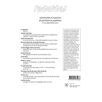 Continuités et ruptures du primaire au supérieur