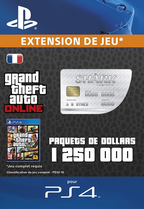 Pochette avant du jeu Code de téléchargement GTA V Great White Shark Cash Card PS4