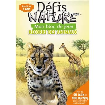 Bloc jeux - Défis Nature (avec stickers) - Records des animaux