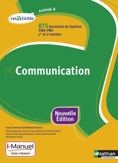 Activité 8, Communication globale, BTS 1ère et 2ème années